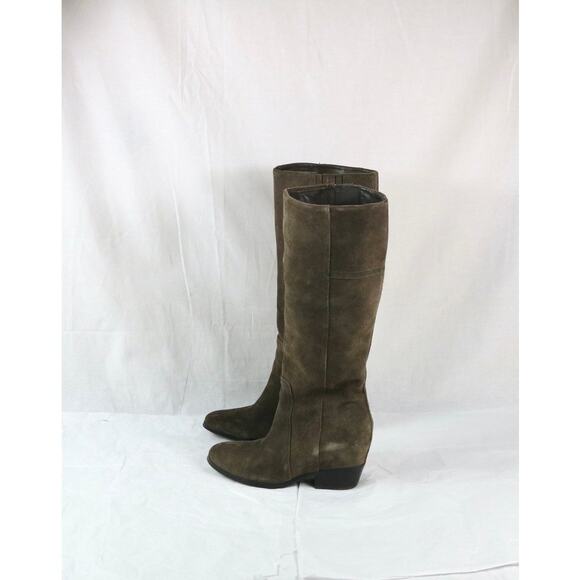 Crown Vintage Boots 6.5M TIPTON Women Brown Suede Hidden Wedge Tall Slip On - Picture 1 of 7